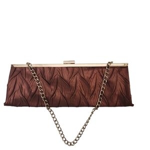 Jessica McClintock Women's Shimmer Burgandy/Rust Crinkle Envelope Purse